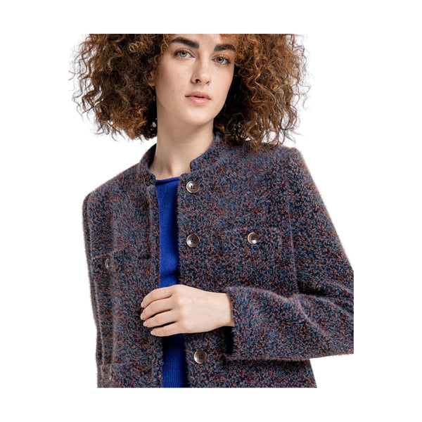 Cappotti Donna Surkana - Cappotto corto tipo Chanel texture jacquard - Blu