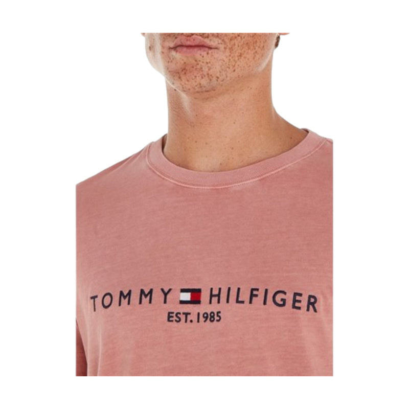 T-shirt Uomo Tommy Hilfiger - Garment Dye Tommy Logo Tee - Rosa