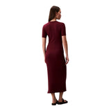 Vestiti casual Donna Calvin Klein - A - Modal Rib Ss Dress - Bordeaux