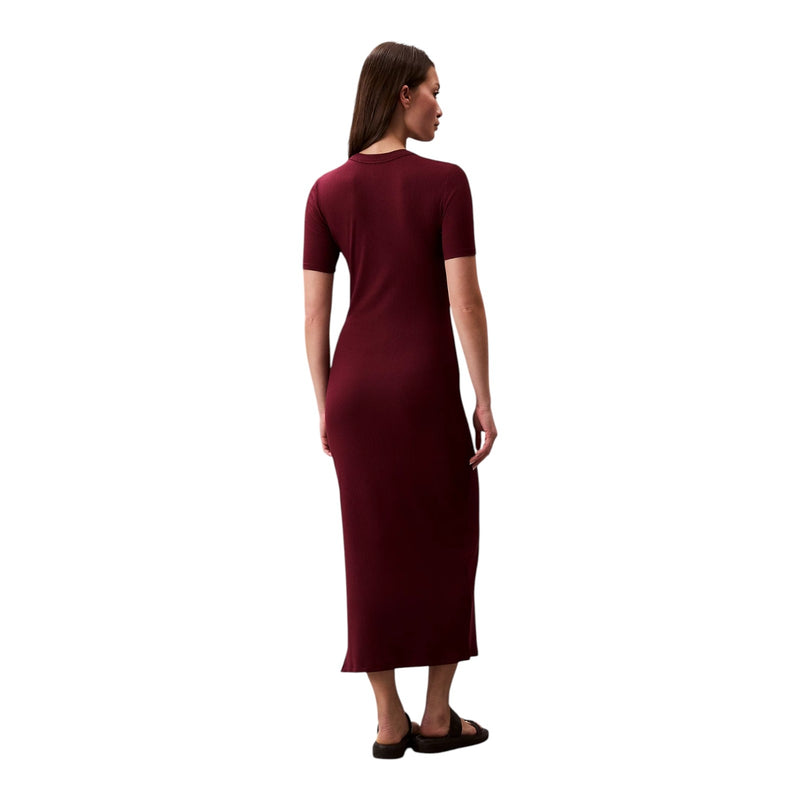 Vestiti casual Donna Calvin Klein - A - Modal Rib Ss Dress - Bordeaux