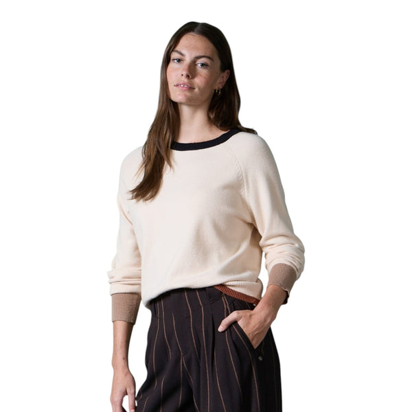 Maglioni Donna Surkana - Maglione a collo rotondo con contrasti di colore - Beige