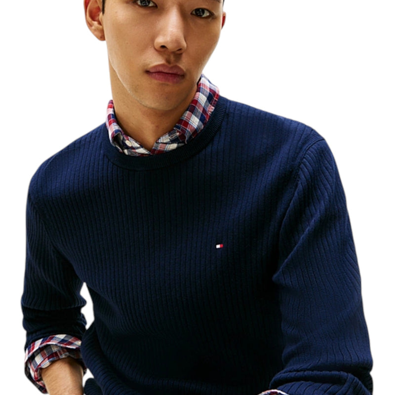 Maglie a manica lunga Uomo Tommy Hilfiger - Pima Ctn Cash Structure Crew - Blu