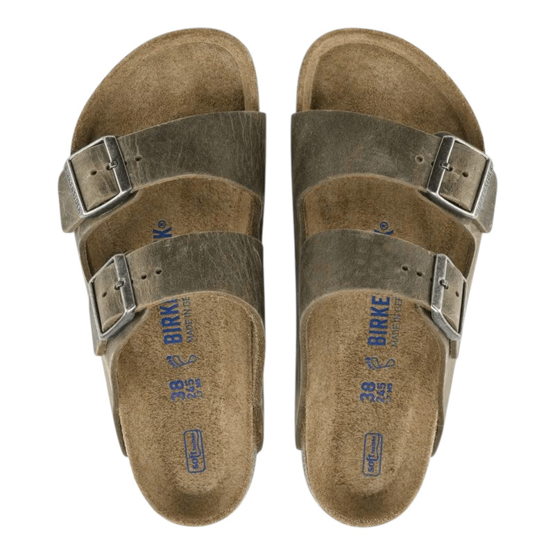 Sandali Uomo Birkenstock - Arizona SFB faded khaki, Oiled Leather - Verde