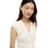 Cardigan Donna Tommy Hilfiger - Mid Gg Cable Vest Cardi - Beige