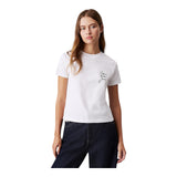 T-shirt Donna Calvin Klein - Script Institutional Baby Tee - Bianco