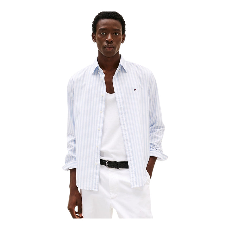 Camicie casual Uomo Tommy Hilfiger - Flex Poplin Bold Stripe Rf Shirt - Azzurro