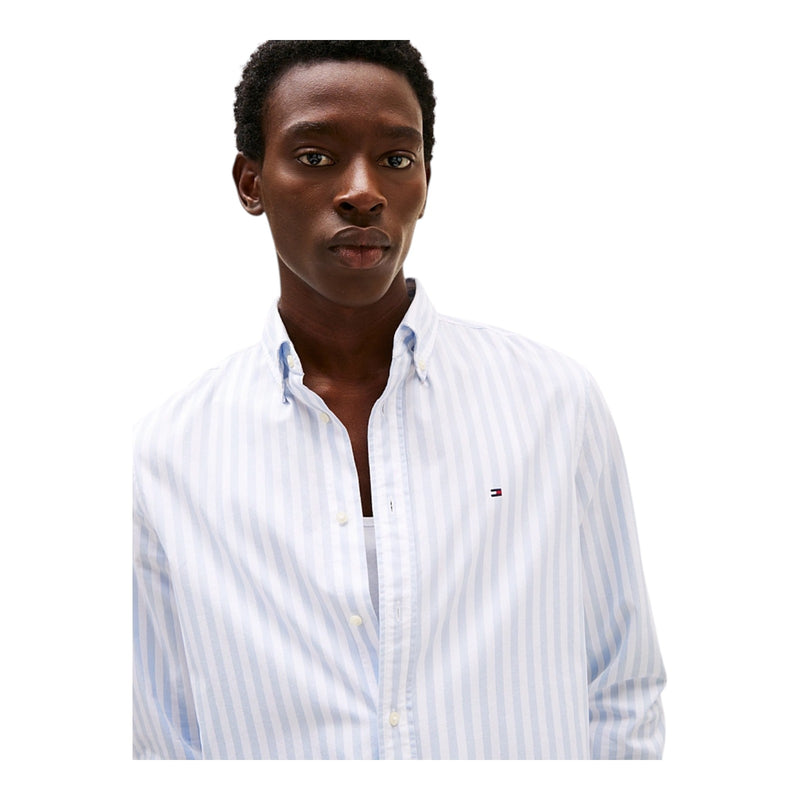 Camicie casual Uomo Tommy Hilfiger - Flex Poplin Bold Stripe Rf Shirt - Azzurro