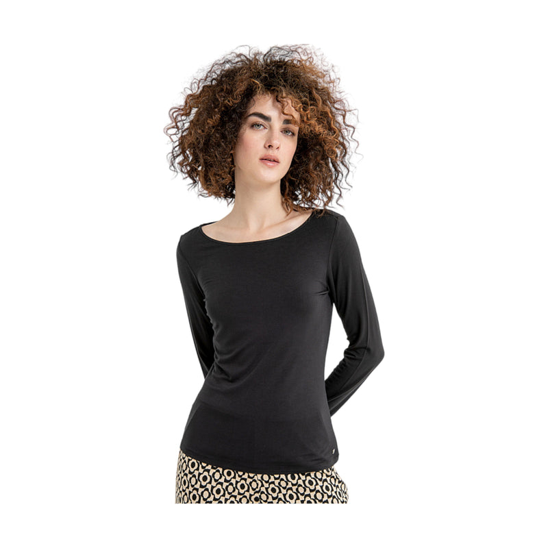 Maglie Donna Surkana - Maglietta scollo a barchetta - Nero