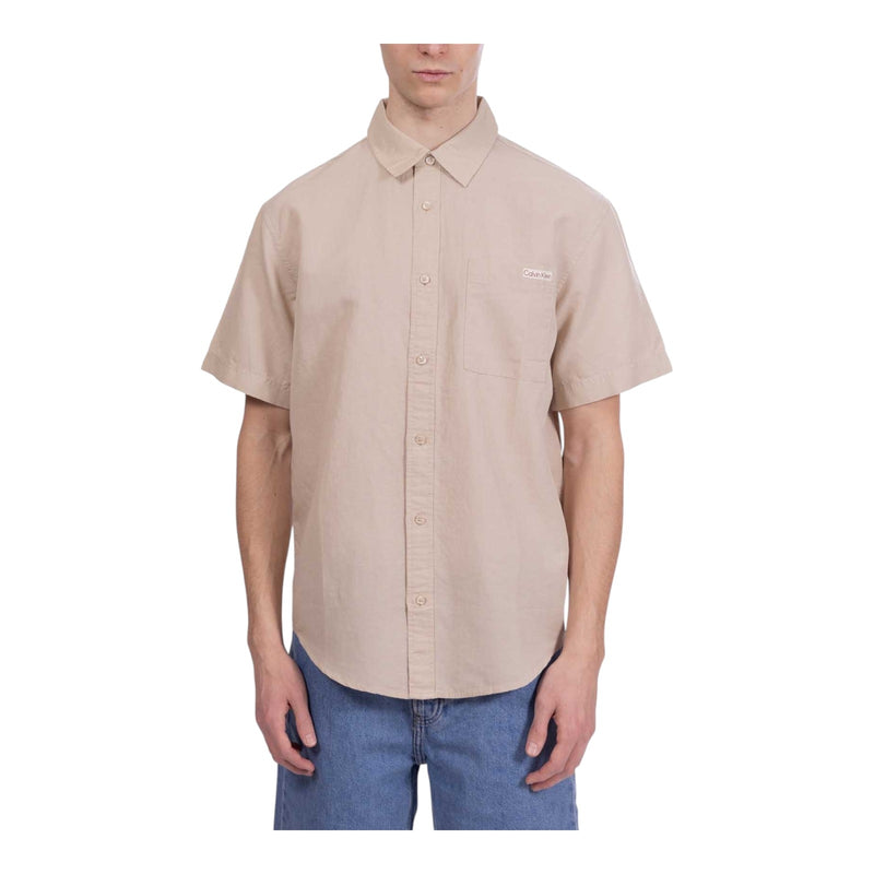 Camicie casual Uomo Calvin Klein - Linen Cotton S/S Shirt - Beige