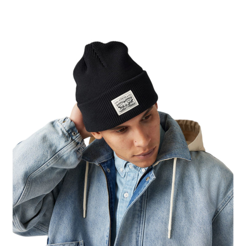Baschi e berretti Uomo Levi's - Backpatch Beanie Bracken - Nero