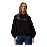 Felpe senza cappuccio Donna Calvin Klein - Chenille Monologo Crewneck - Nero