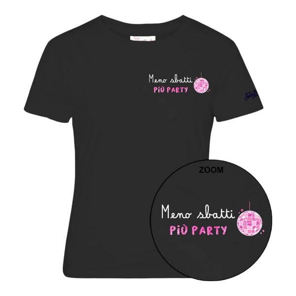 T-shirt Donna Mc2 Saint Barth - Emilie Cotton Crew Neck T-Shirt - Nero