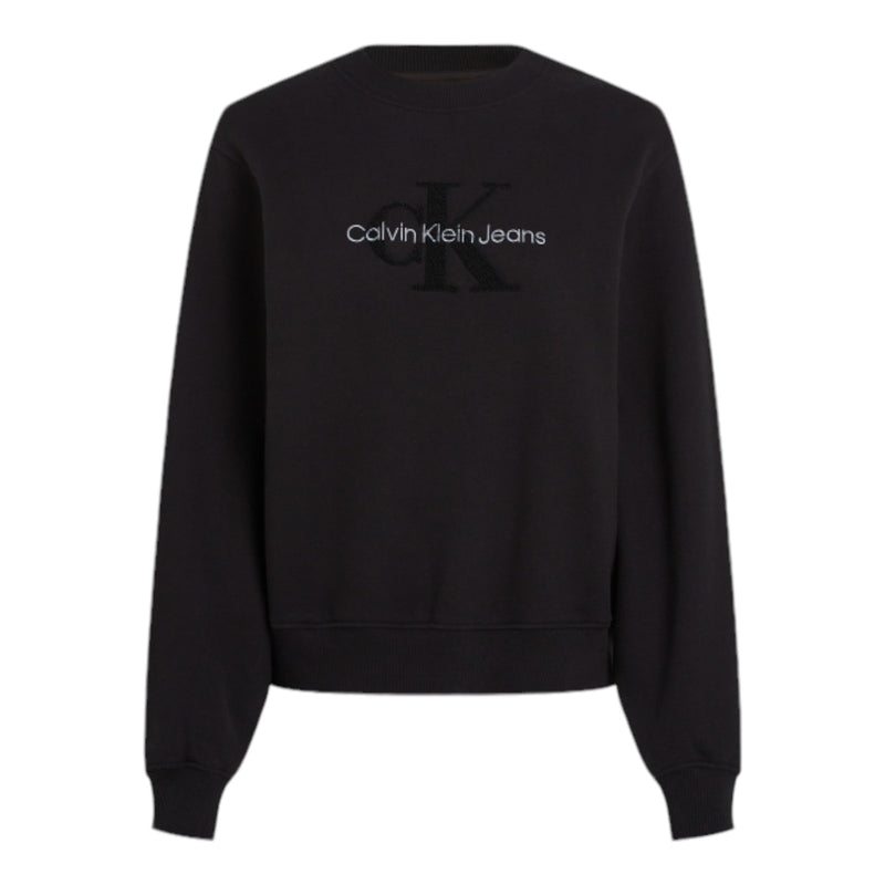 Felpe senza cappuccio Donna Calvin Klein - Chenille Monologo Crewneck - Nero