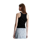 Canotte e top Donna Calvin Klein - Variegated Rib Woven Tab Tank - Nero