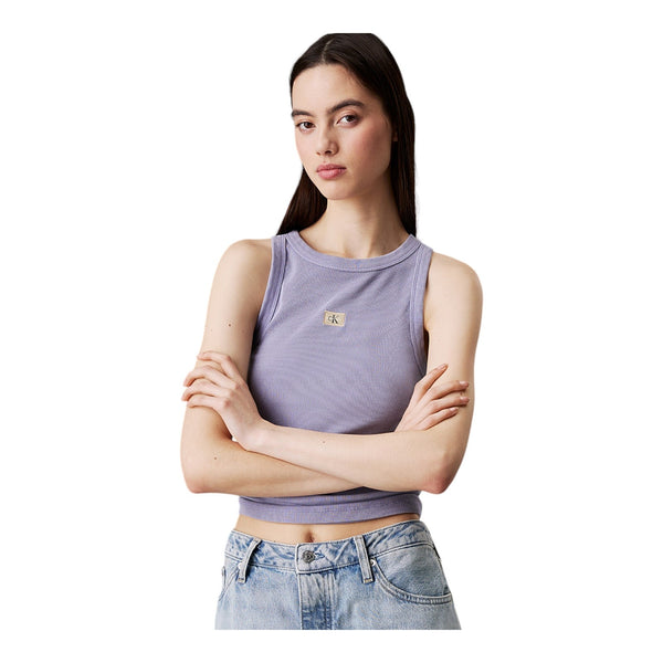 Canotte e top Donna Calvin Klein - Washed Woven Label Rib Tank Top - Lilla