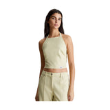 Canotte e top Donna Calvin Klein - Sheen Milano Halter Neck Top - Beige