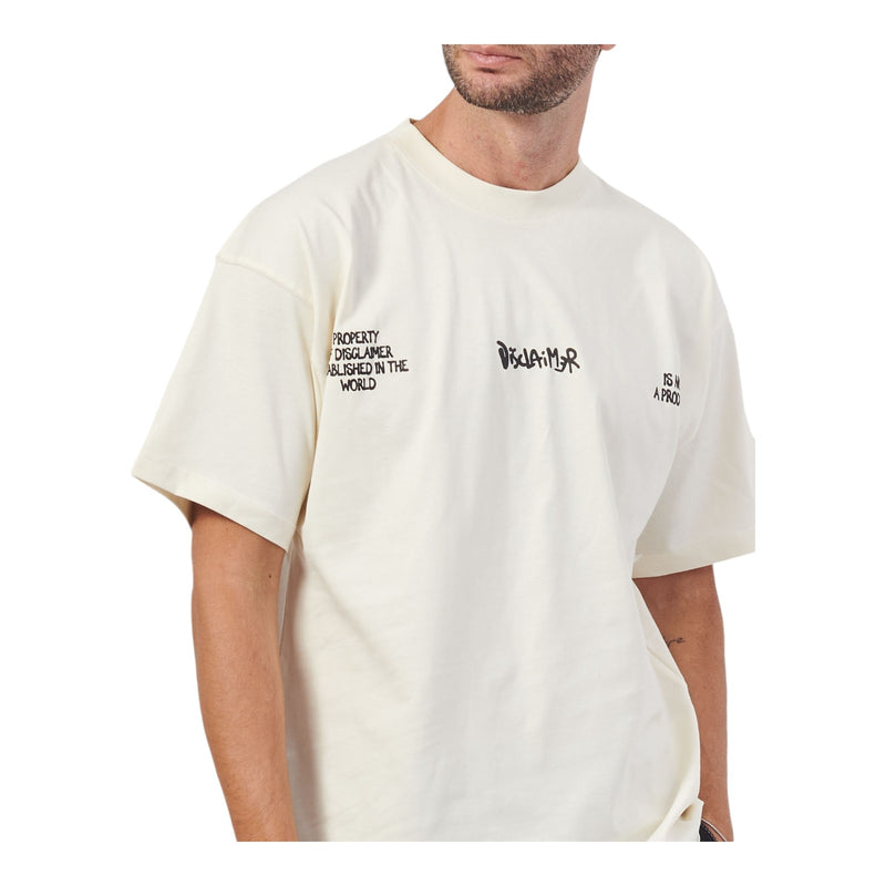 T-shirt Uomo Disclaimer - Maglia Uomo Over In Jersey - Bianco