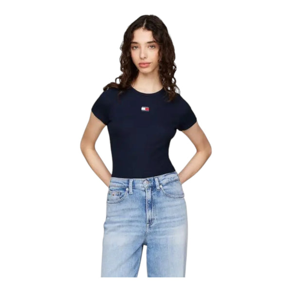 T-shirt Donna Tommy Hilfiger - Tjw Slim Badge Rib Tee - Blu