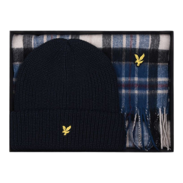 Sciarpe Uomo Lyle & Scott - Lambswool Blend Checked Scarf - Blu