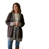 Cardigan Donna Alpha Studio - Cardigan M/L Mix Bi-Material - Marrone