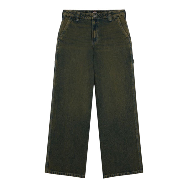 Jeans Donna Dickies - X Loose Denim Carpenter Pant W Green Tone Fade - Verde militare