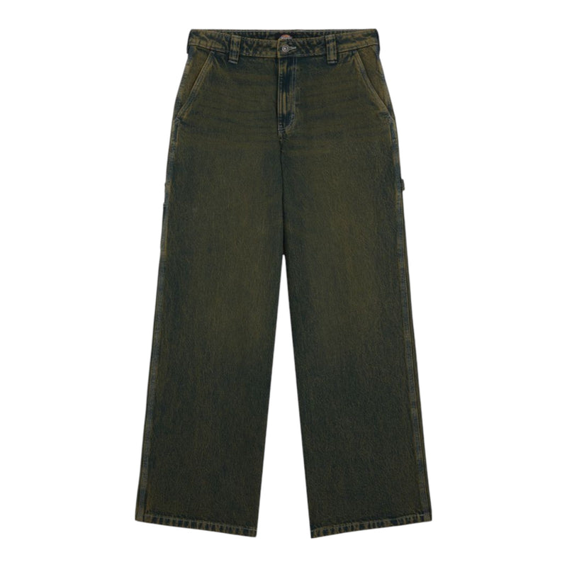 Jeans Donna Dickies - X Loose Denim Carpenter Pant W Green Tone Fade - Verde militare