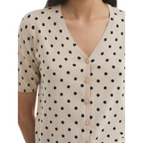 T-shirt Donna nice things - Short Sleeve Jacket Whit Pois - Beige