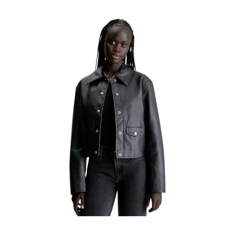 Giubbini Donna Calvin Klein - Short Faux Leather Jacket - Nero