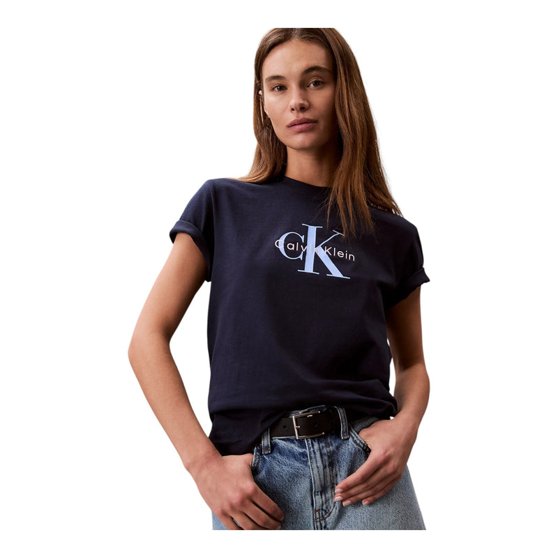 T-shirt Donna Calvin Klein - Hr Ss Clssc Mnlg Cnc - Blu
