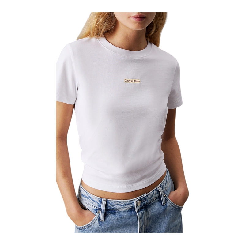 T-shirt Donna Calvin Klein - Placed Institutional Baby Tee - Bianco