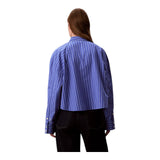 Camicie Donna Calvin Klein - Yd Stripe Boxy Cropped Shirt - Celeste