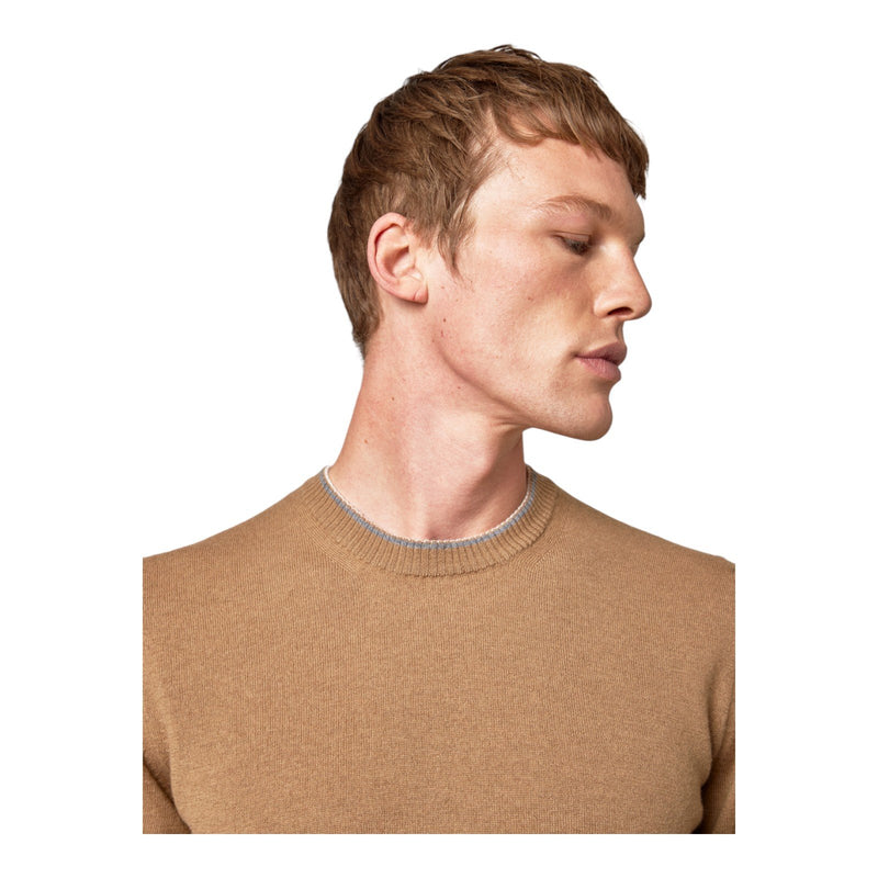 Maglioni Uomo Alpha Studio - Girocollo M/L Contrasti Basic Geelong - Beige