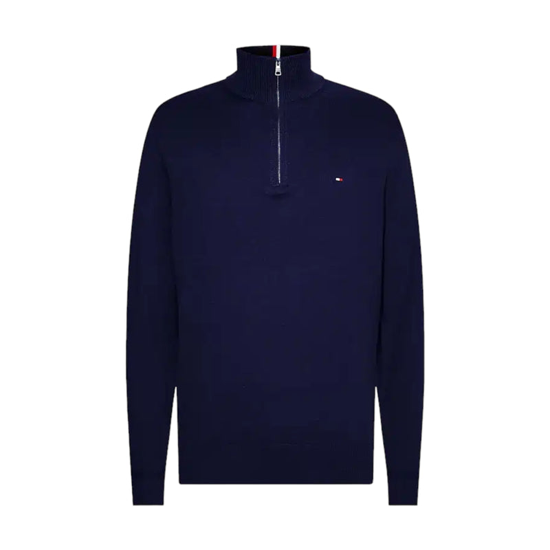 Maglie Uomo Tommy Hilfiger - Pima Org Ctn Cashmere Zip Mock - Blu