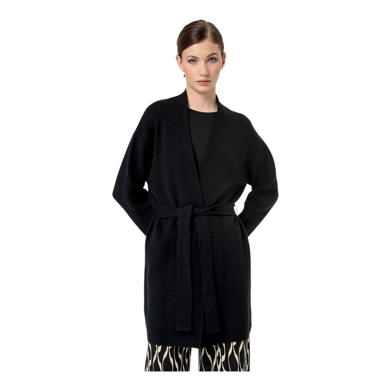 Cardigan Donna Surkana - Cardigan in maglia, doppiopetto con cintura - Nero