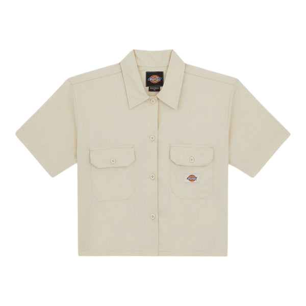 Camicie Donna Dickies - Work Shirt Cropped Ss W Whitecap Gray - Panna