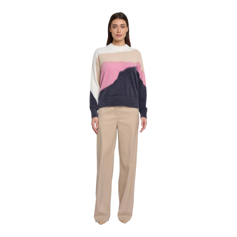 Maglioni Donna RINO & PELLE - Round neck sweater with colour print - Multicolore