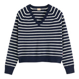 Maglie Donna Levi's - Super Soft Vneck Pullover - Parisienne Stripe Peac - Blu