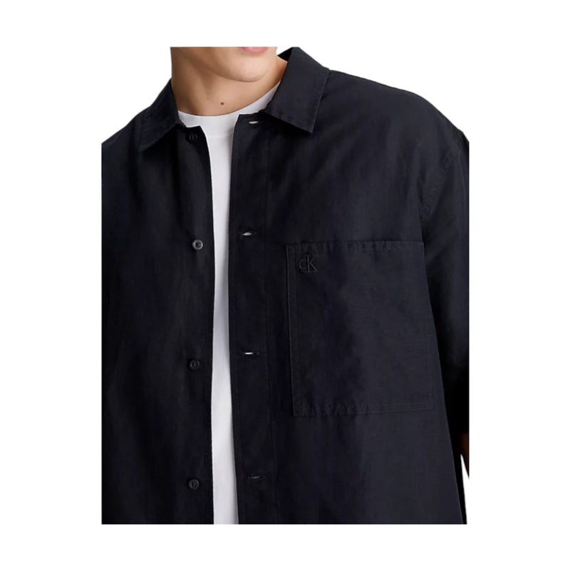 Camicie casual Uomo Calvin Klein - Linen Ss Shirt - Nero