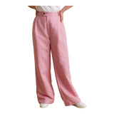 Pantaloni Donna Yerse - Pantalone Palazzo Misto Lino - Rosa