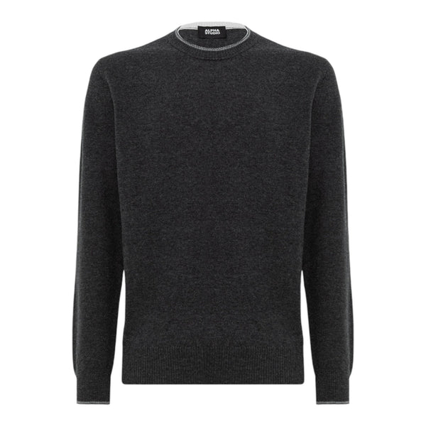 Maglioni Uomo Alpha Studio - Girocollo M/L Contrasti Basic Geelong - Grigio