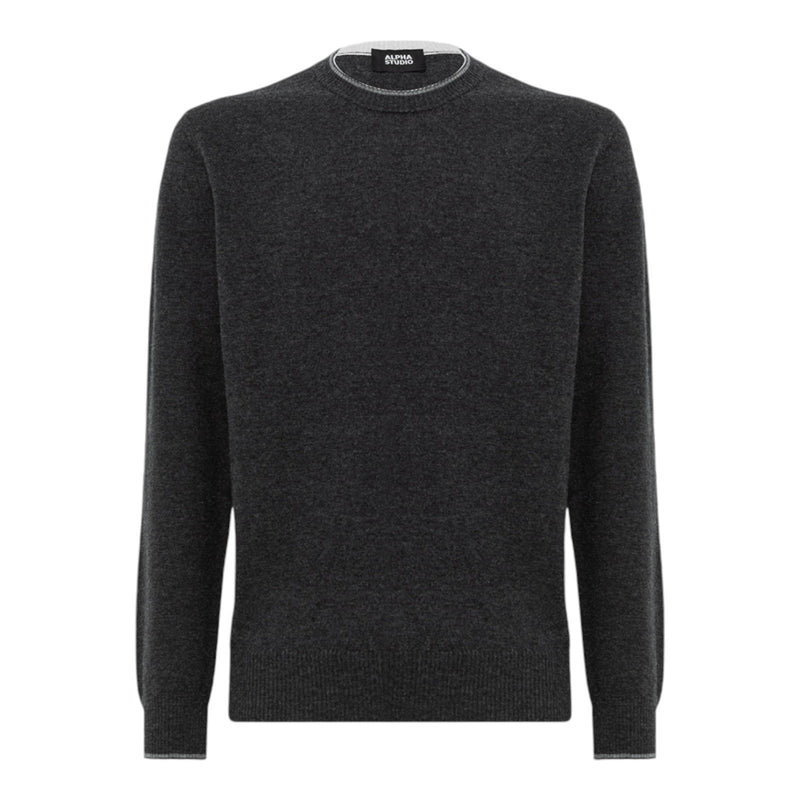 Maglioni Uomo Alpha Studio - Girocollo M/L Contrasti Basic Geelong - Grigio