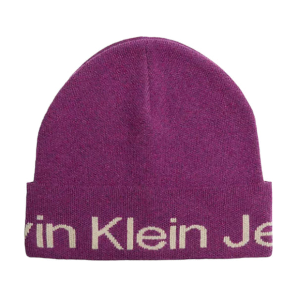 Berretti in maglia Donna Calvin Klein - Logo Beanie - Bordeaux