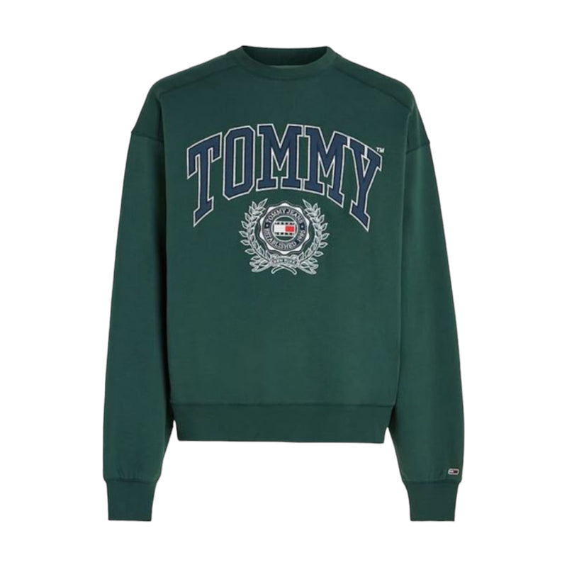 Felpe senza cappuccio Uomo Tommy Hilfiger - Tjm Boxy College Graphic Crew - Verde