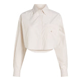 Camicie Donna Calvin Klein - Woven Label Cropped Shirt - Bianco