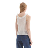 Canotte e top Donna nice things - Cotton Voule Ruffle Top - Bianco