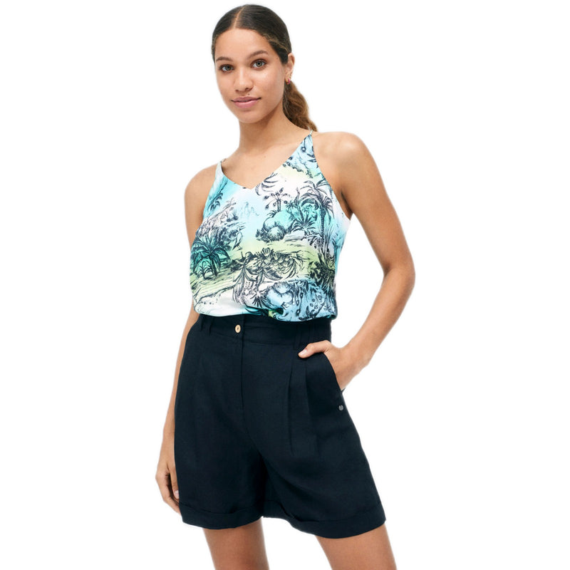 Pantaloncini Donna Surkana - Shorts Con Elastico In Vita - Nero