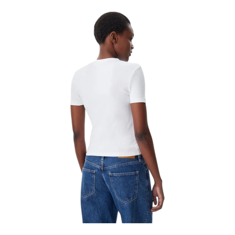 T-shirt Donna Calvin Klein - Woven Label Rib Fitted Tee - Bianco