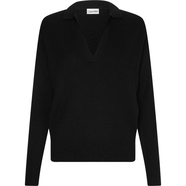 Maglie Donna Calvin Klein - Rib Open Neck Sweater - Nero