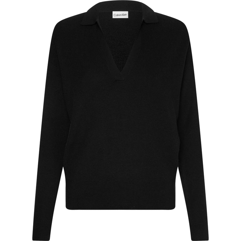 Maglie Donna Calvin Klein - Rib Open Neck Sweater - Nero