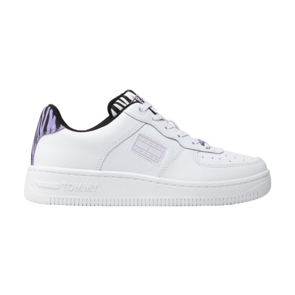 Sneaker Donna Tommy Hilfiger - Wmns Basket Wild Animal Cupsole - Bianco